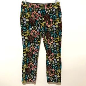 Boden Ankle Pants Velvet Texture Black Floral